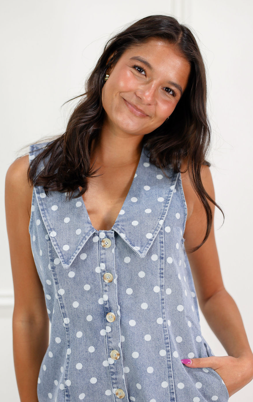 Sailor Collar Denim Romper