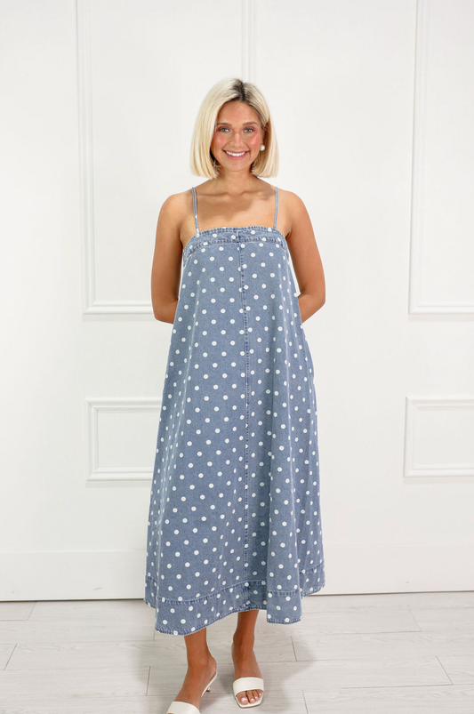 Denim A-line Midi Dress