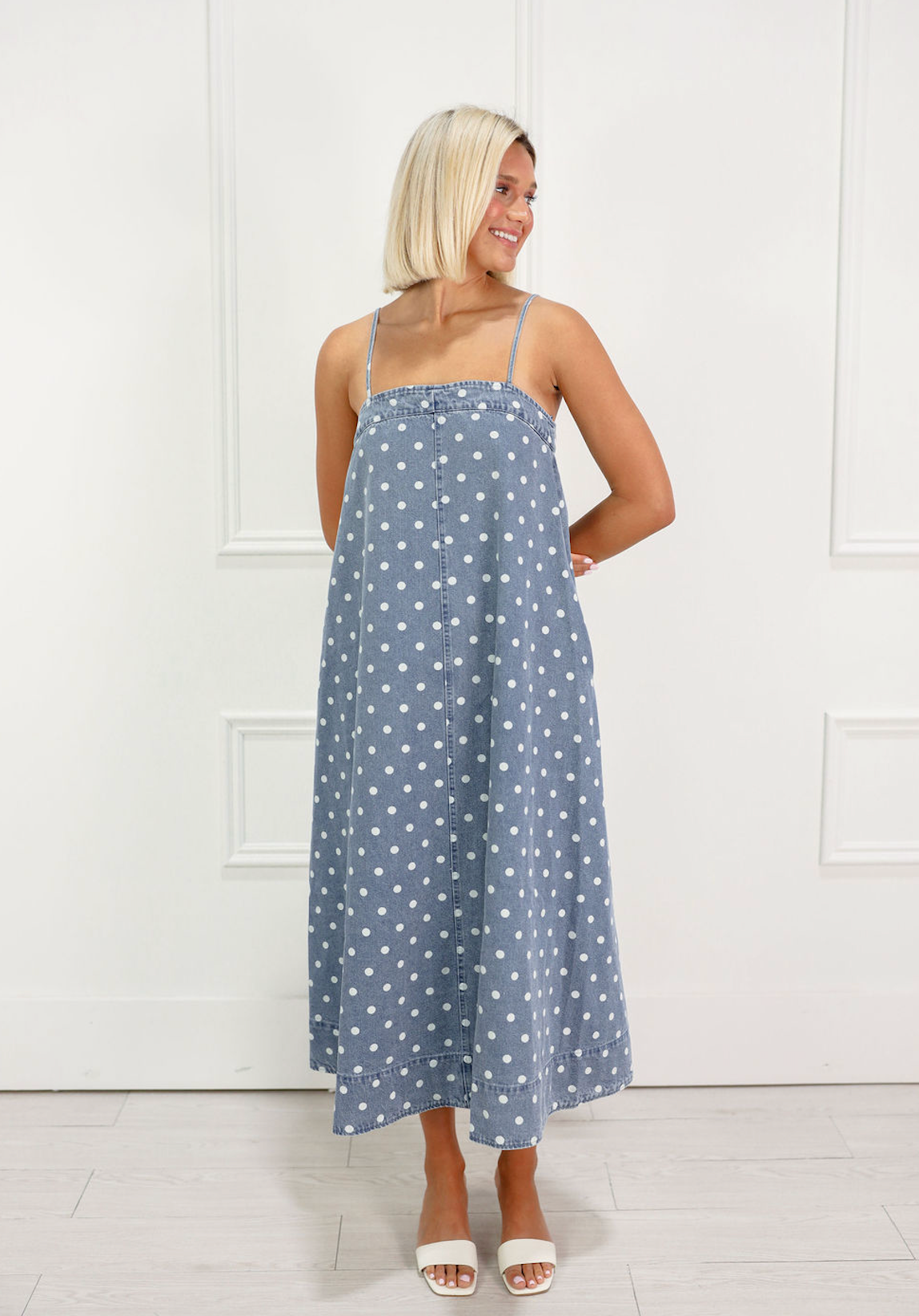 Denim A-line Midi Dress