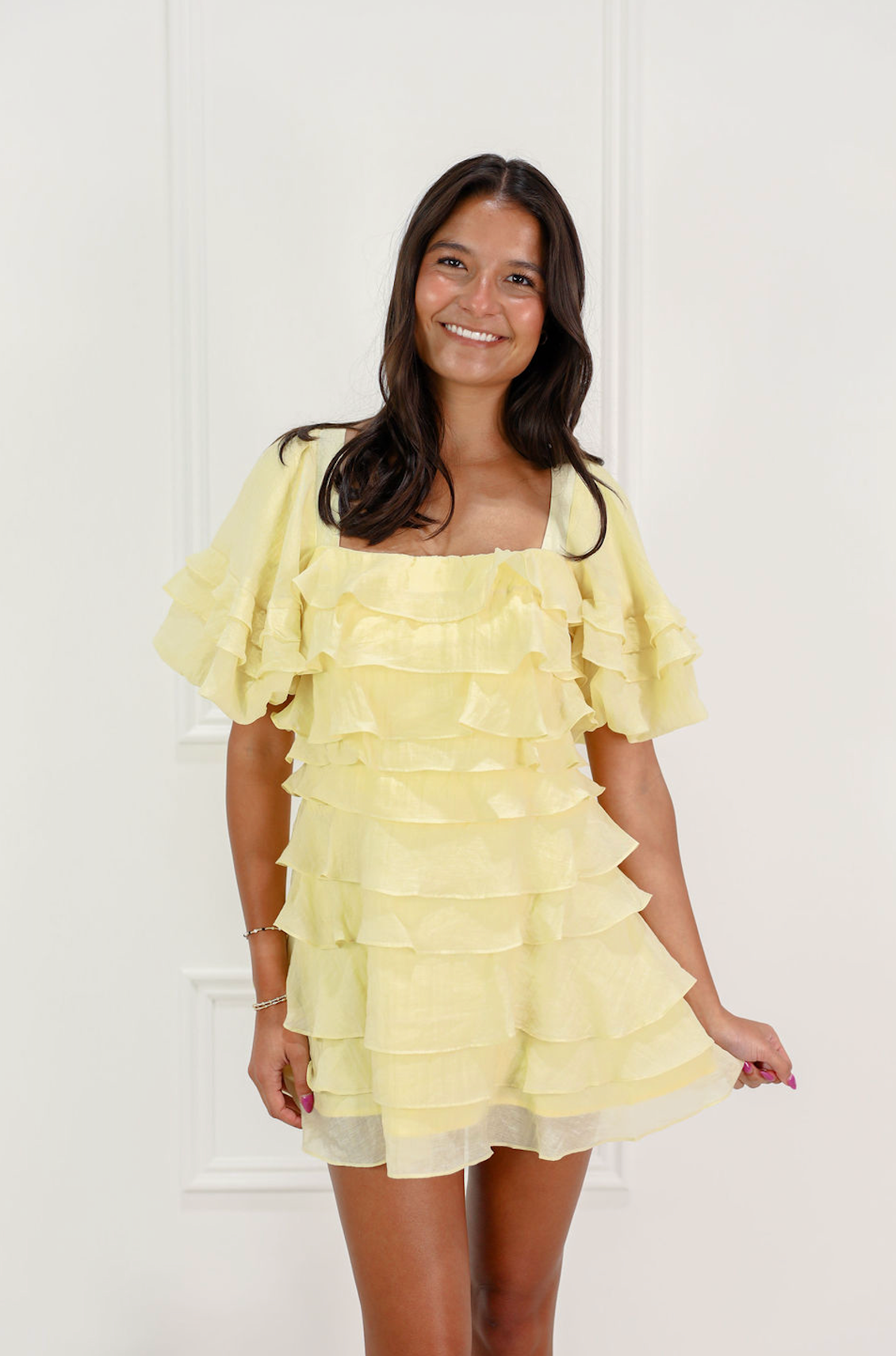 Tiered Ruffle Dress Yellow