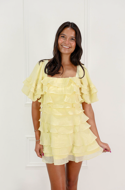 Tiered Ruffle Dress Yellow