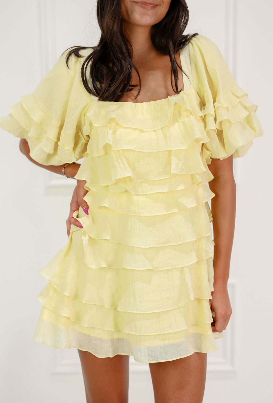 Tiered Ruffle Dress Yellow