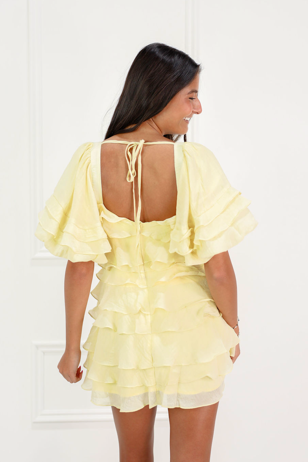 Tiered Ruffle Dress Yellow