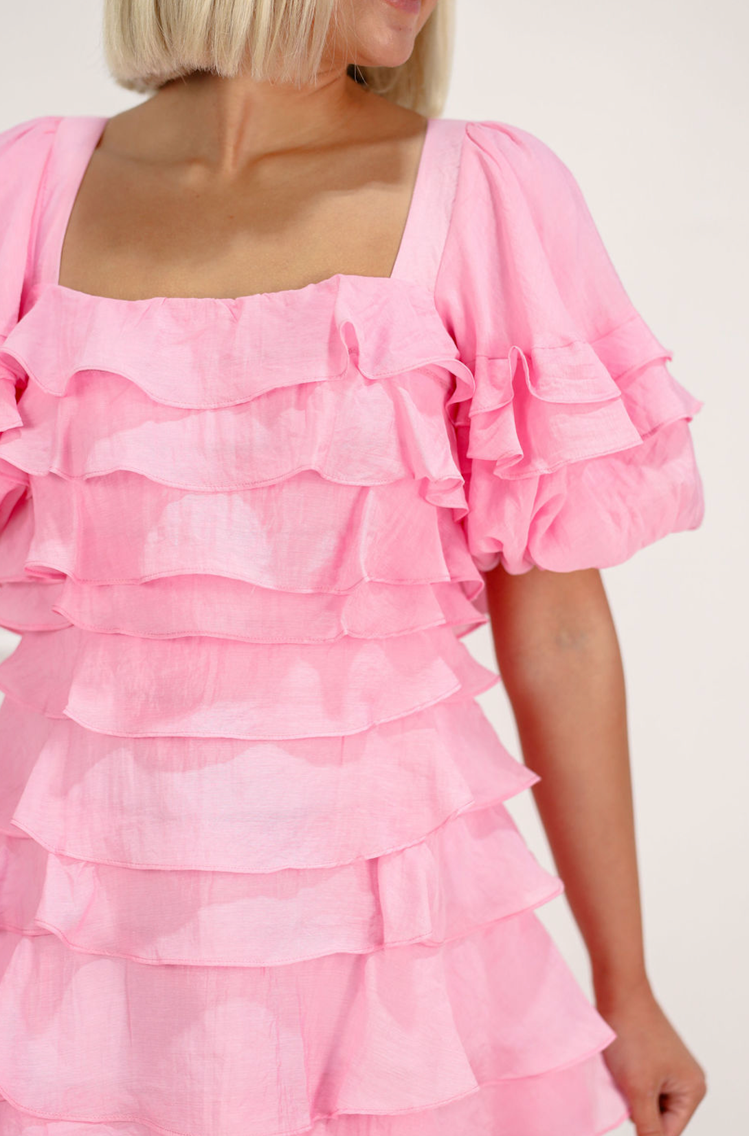 Tiered Ruffle Dress Pink