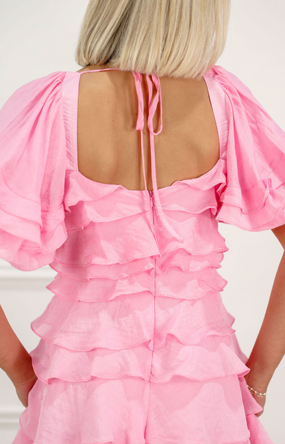 Tiered Ruffle Dress Pink