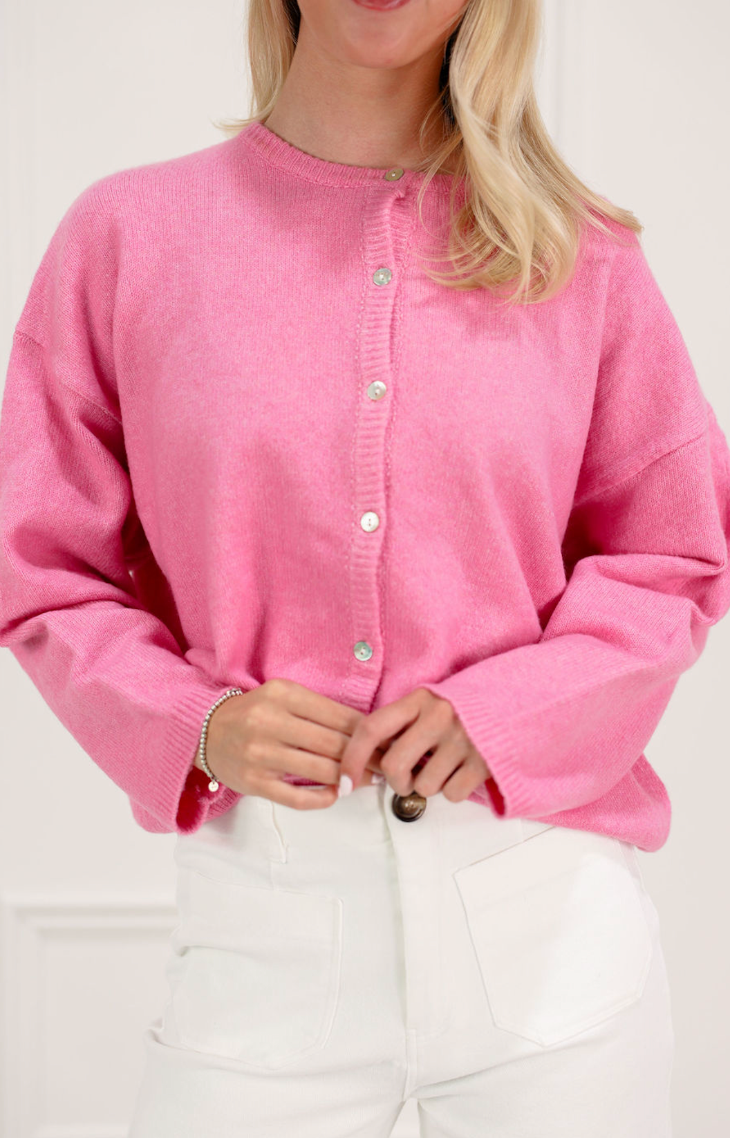 Button Down Cardigan Pink