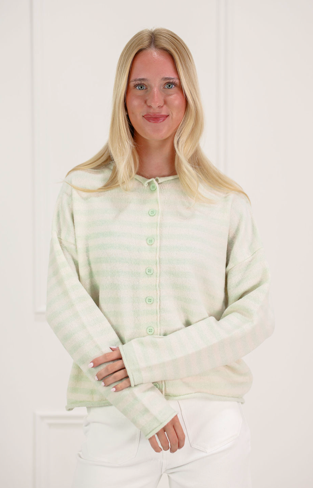Mint Stripe Cardigan