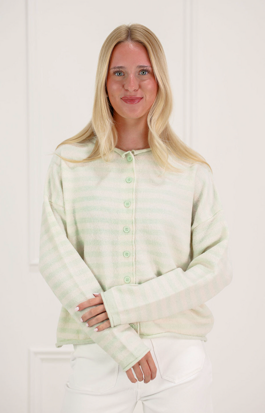 Mint Stripe Cardigan