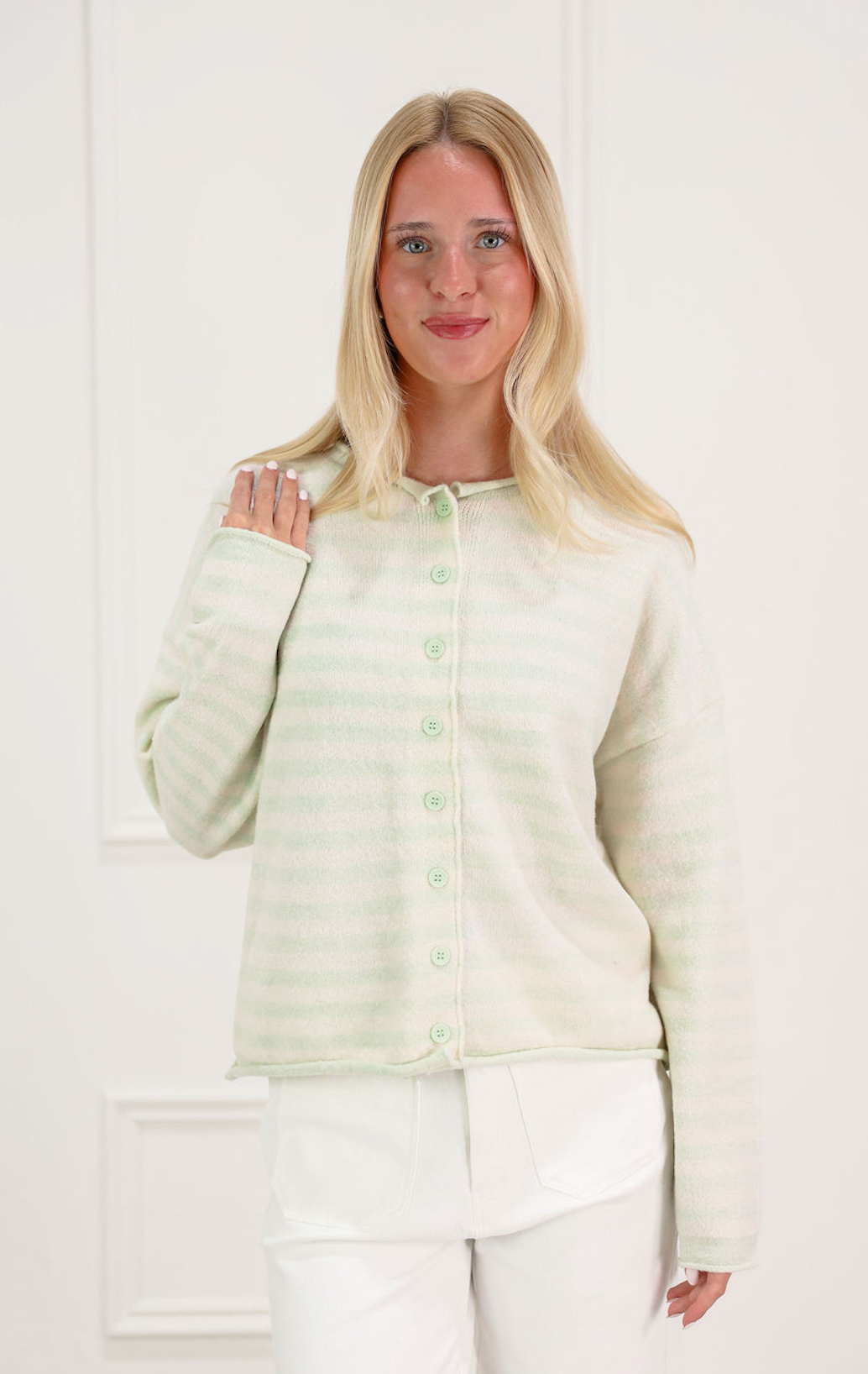 Mint Stripe Cardigan