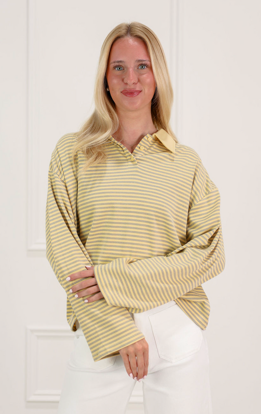 Honey Rugby Top Yellow - Clothe Boutique