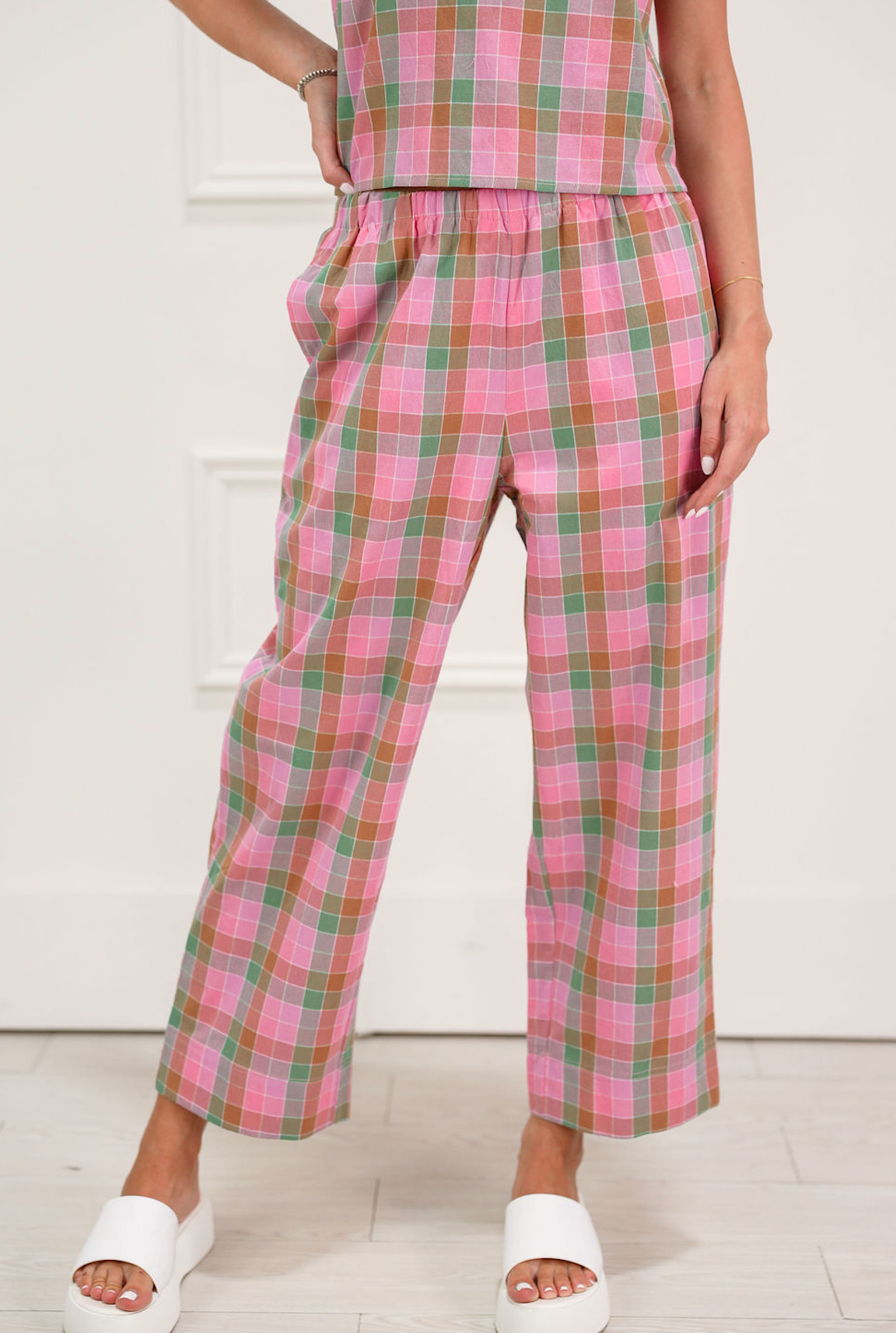 Multi Color Plaid Top & Pants Set of 2
