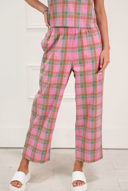 Multi Color Plaid Top & Pants Set of 2