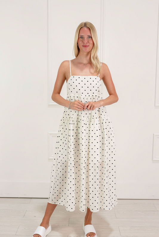 Ivory/Black Polka Dot Maxi Dress