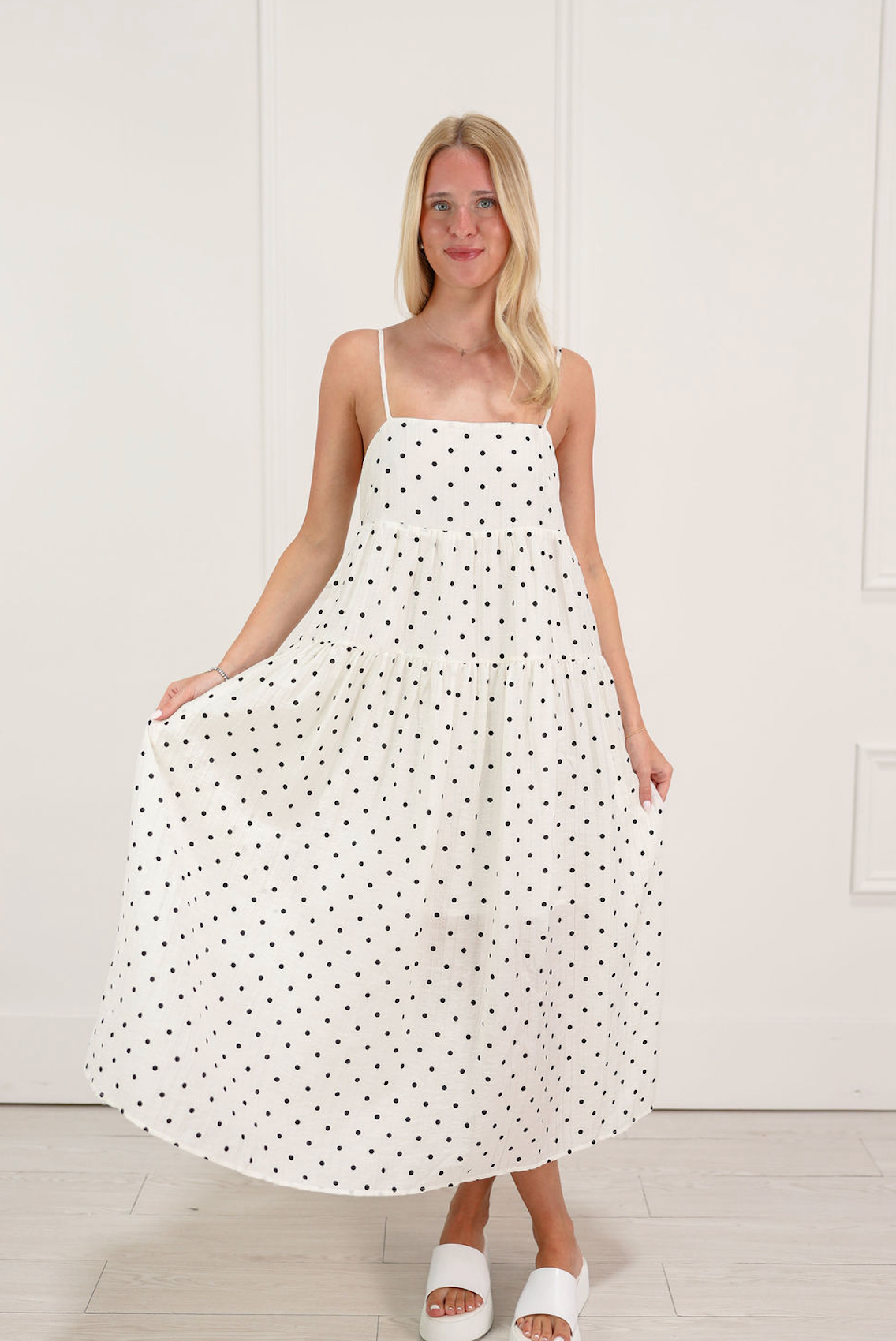 Ivory/Black Polka Dot Maxi Dress