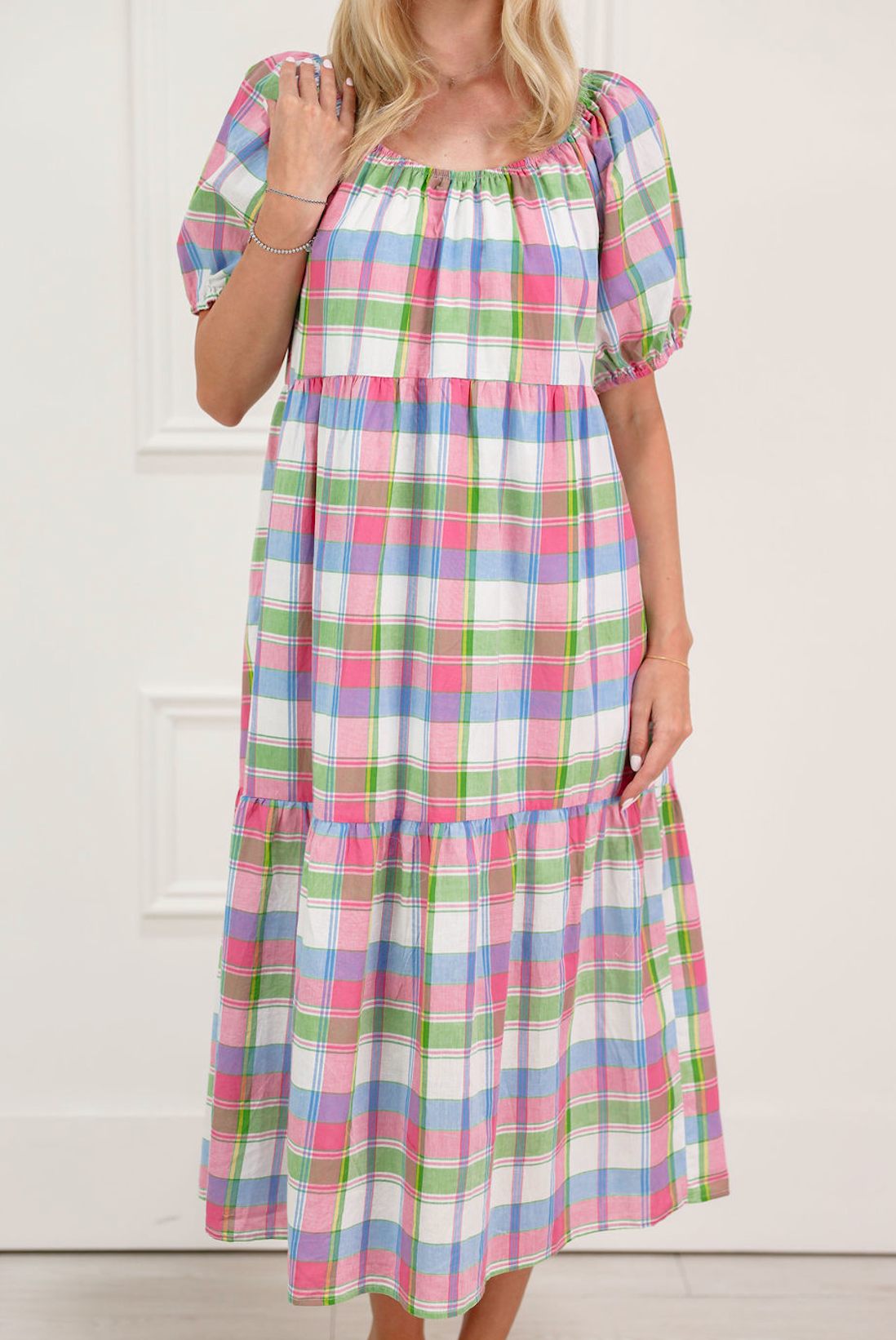 Multi Color Plaid Midi Dress