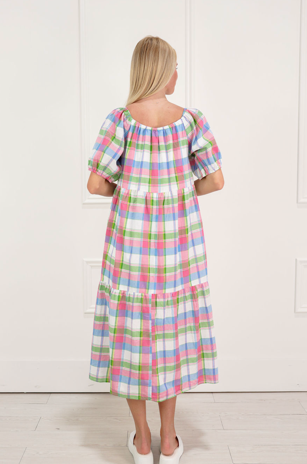 Multi Color Plaid Midi Dress