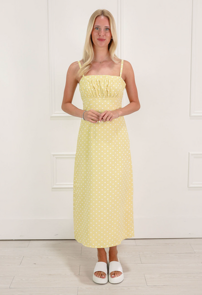 Yellow Polka Dot Midi Dress