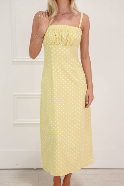 Yellow Polka Dot Midi Dress