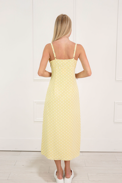 Yellow Polka Dot Midi Dress
