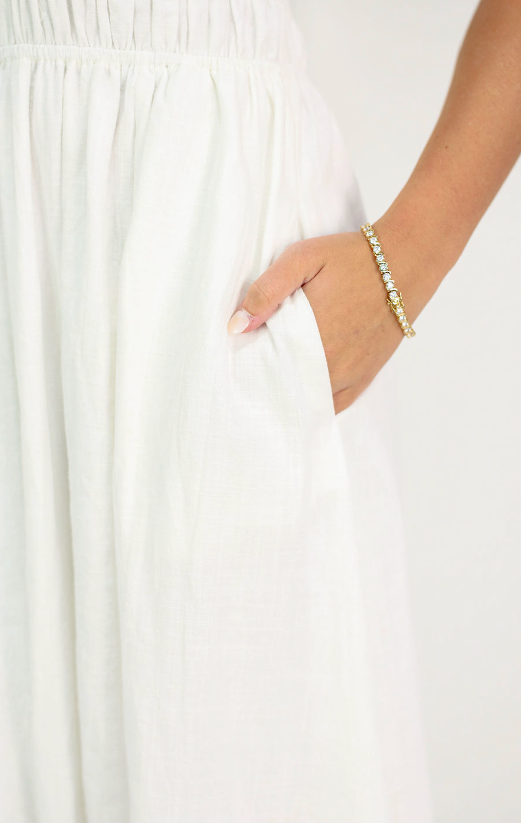 White Linen Halter Maxi Dress