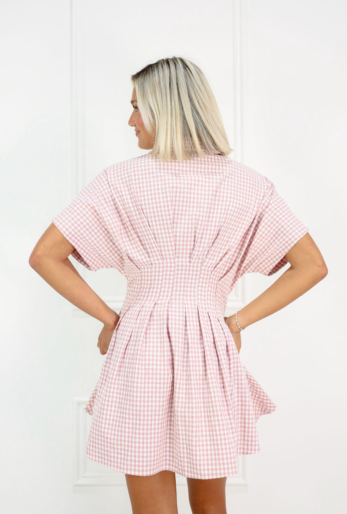 Gingham Collared Dress Strawberry