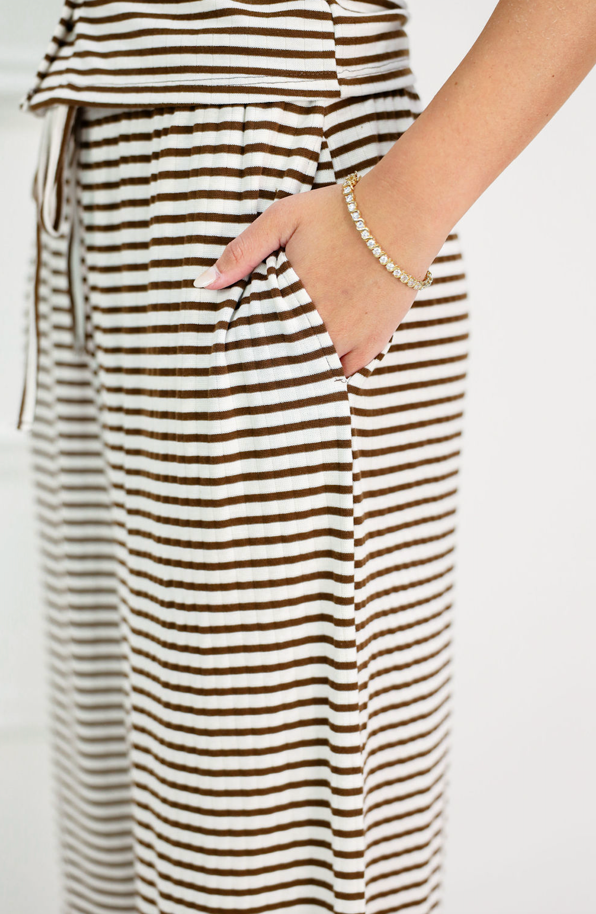 Striped Tank & Pants Set of 2 Brown