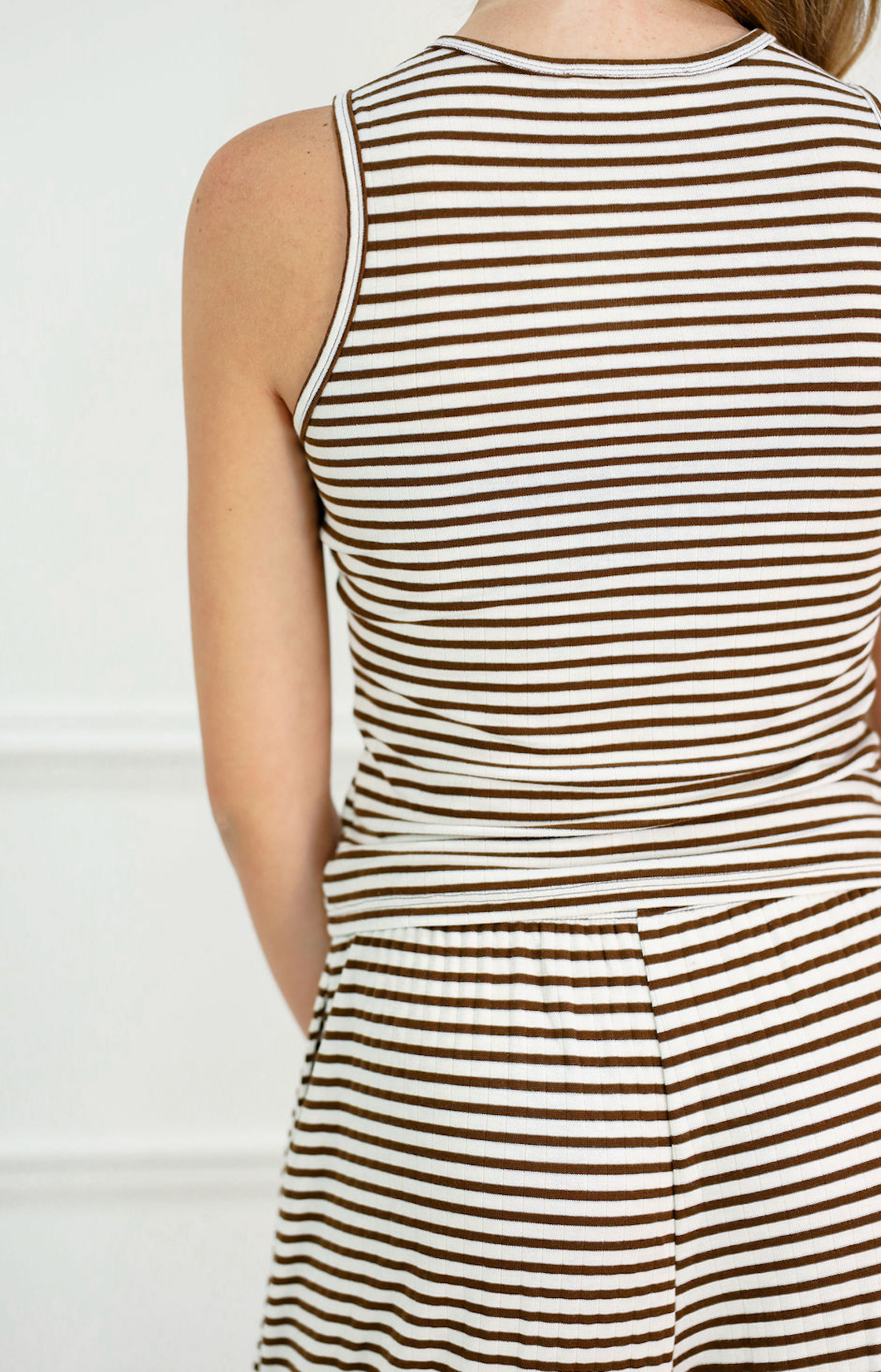 Striped Tank & Pants Set of 2 Brown