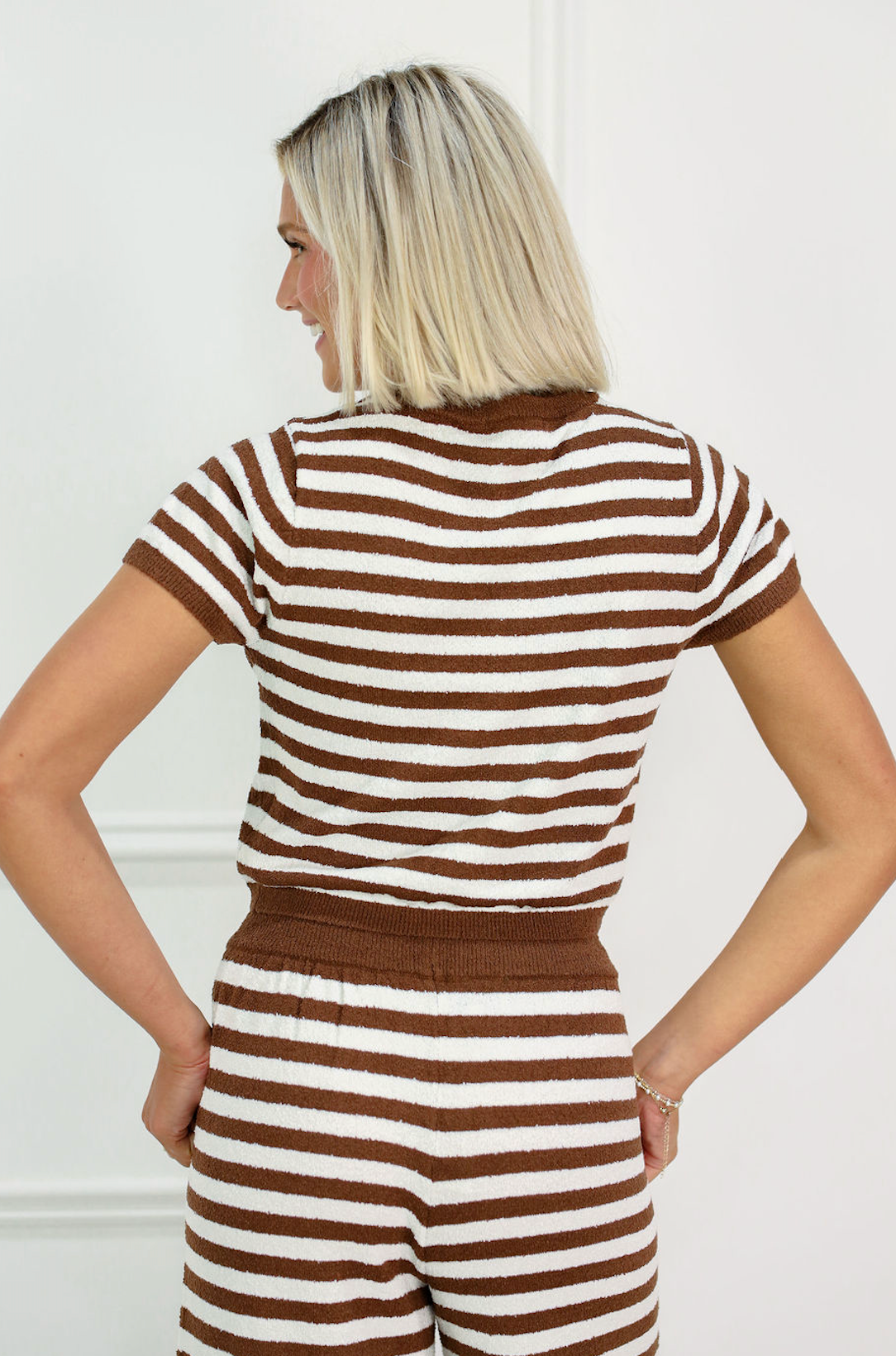 Brown Stripe Knit Top & Pants Set of 2 - Clothe Boutique