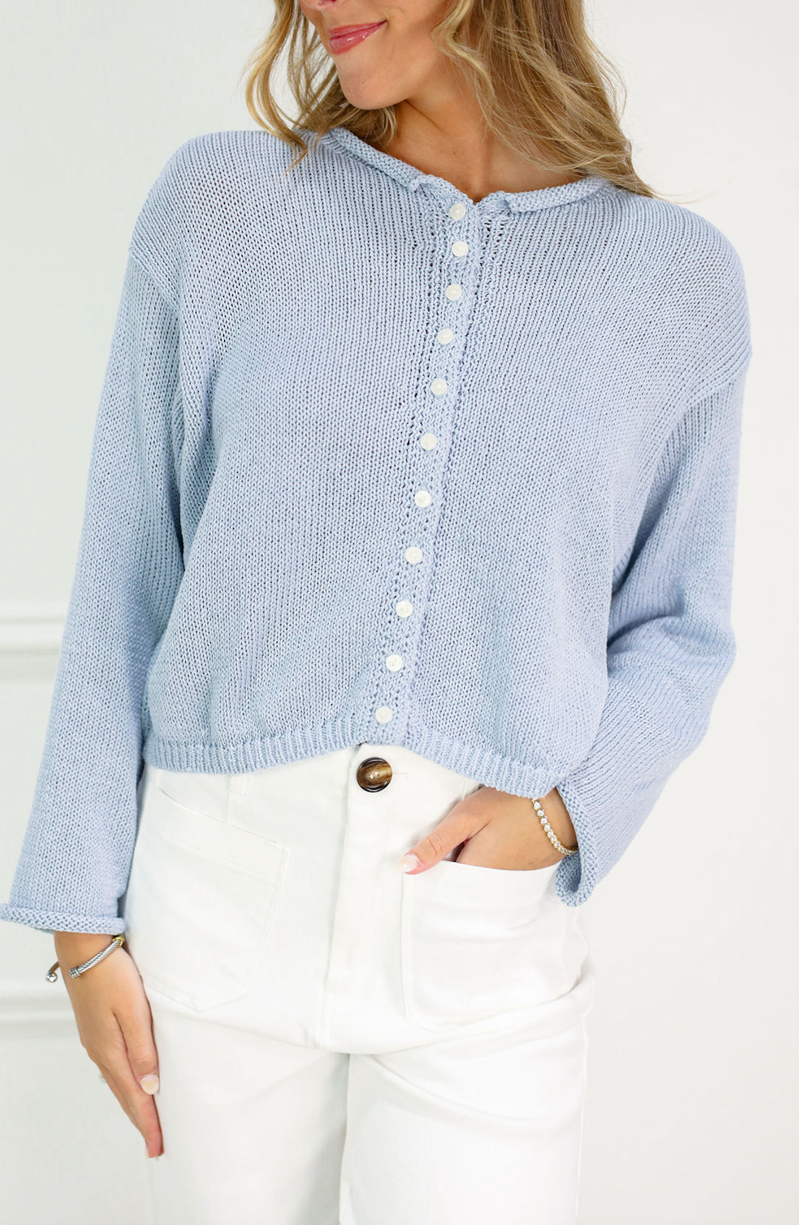 Breezy Knit Cardigan Blue