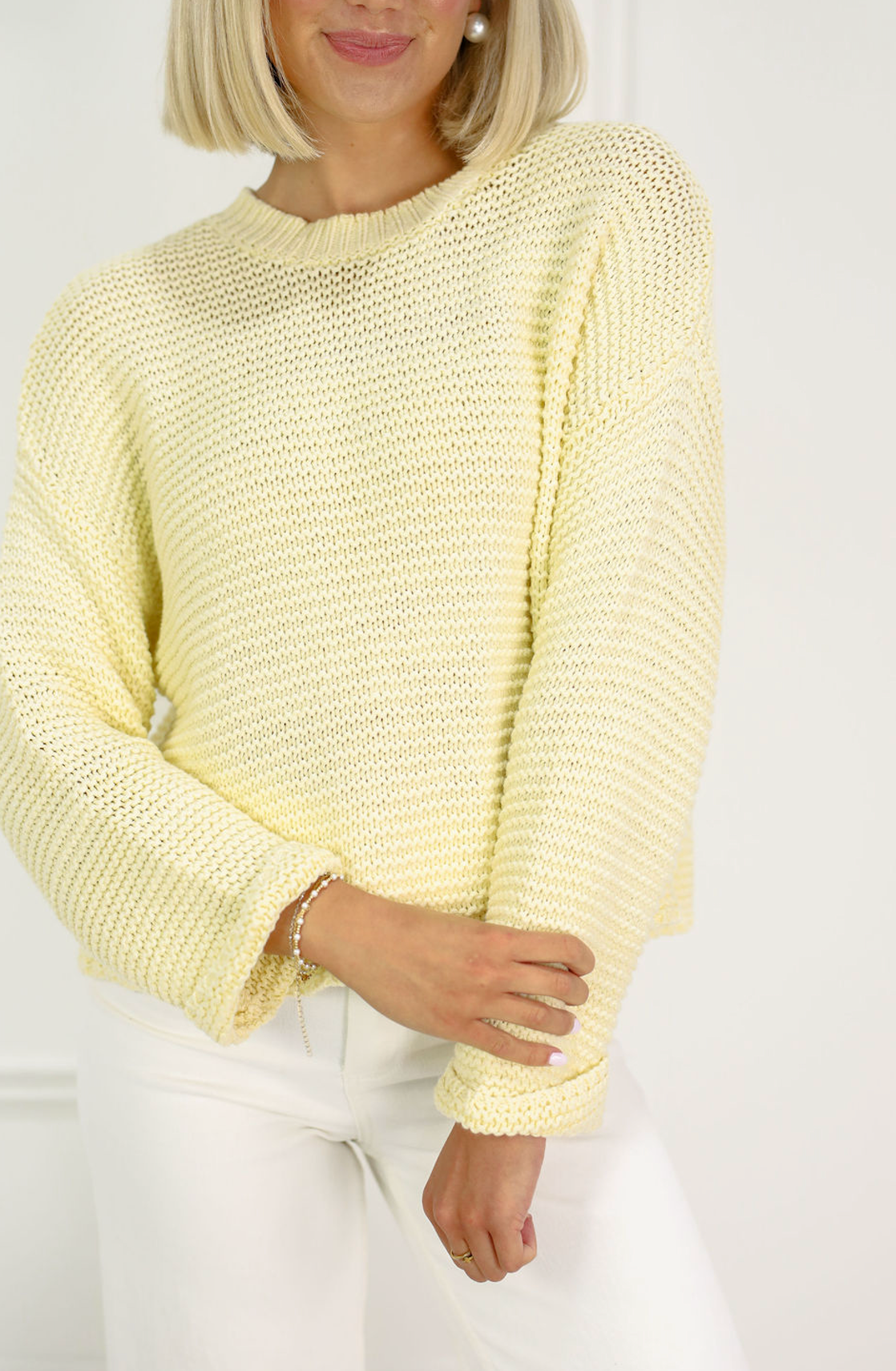 Ribbed Crewneck Sweater Yellow