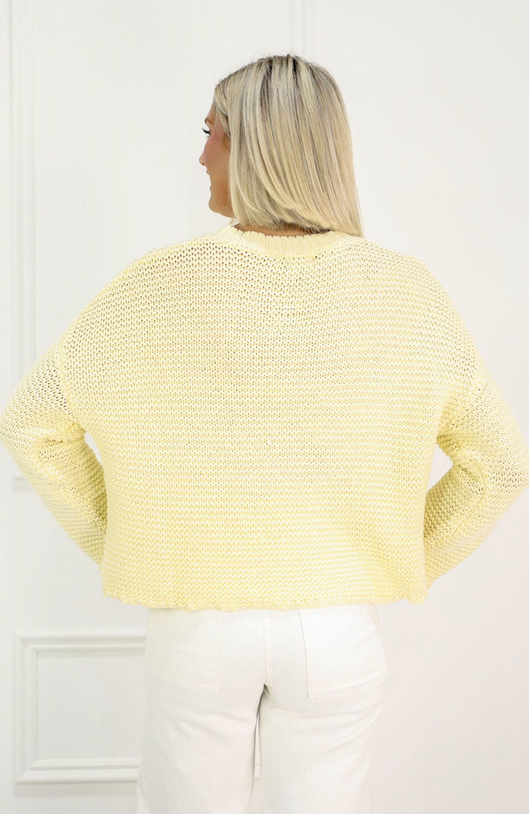 Ribbed Crewneck Sweater Yellow