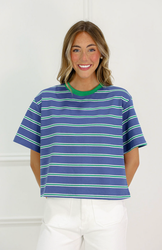 Striped Boxy T-shirt Blue/Green