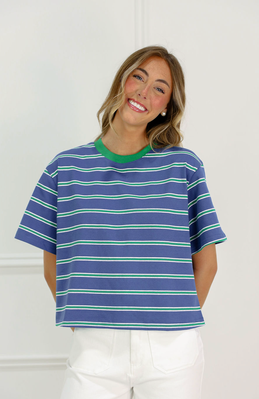 Striped Boxy T-shirt Blue/Green