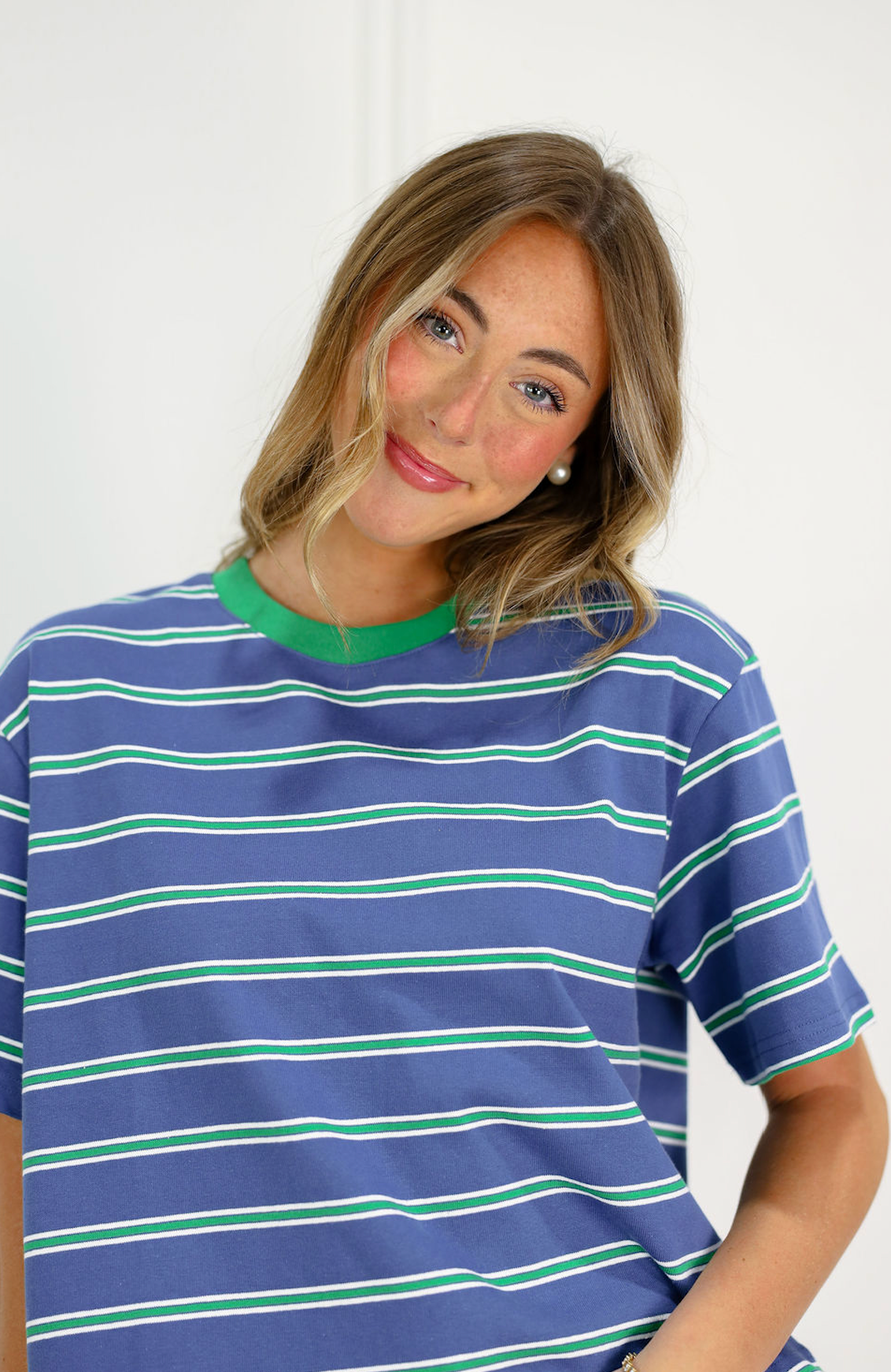 Striped Boxy T-shirt Blue/Green