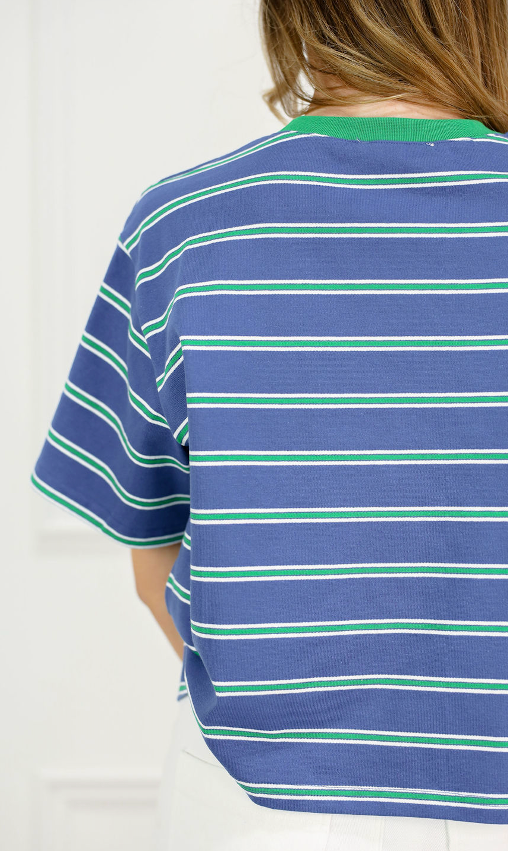 Striped Boxy T-shirt Blue/Green