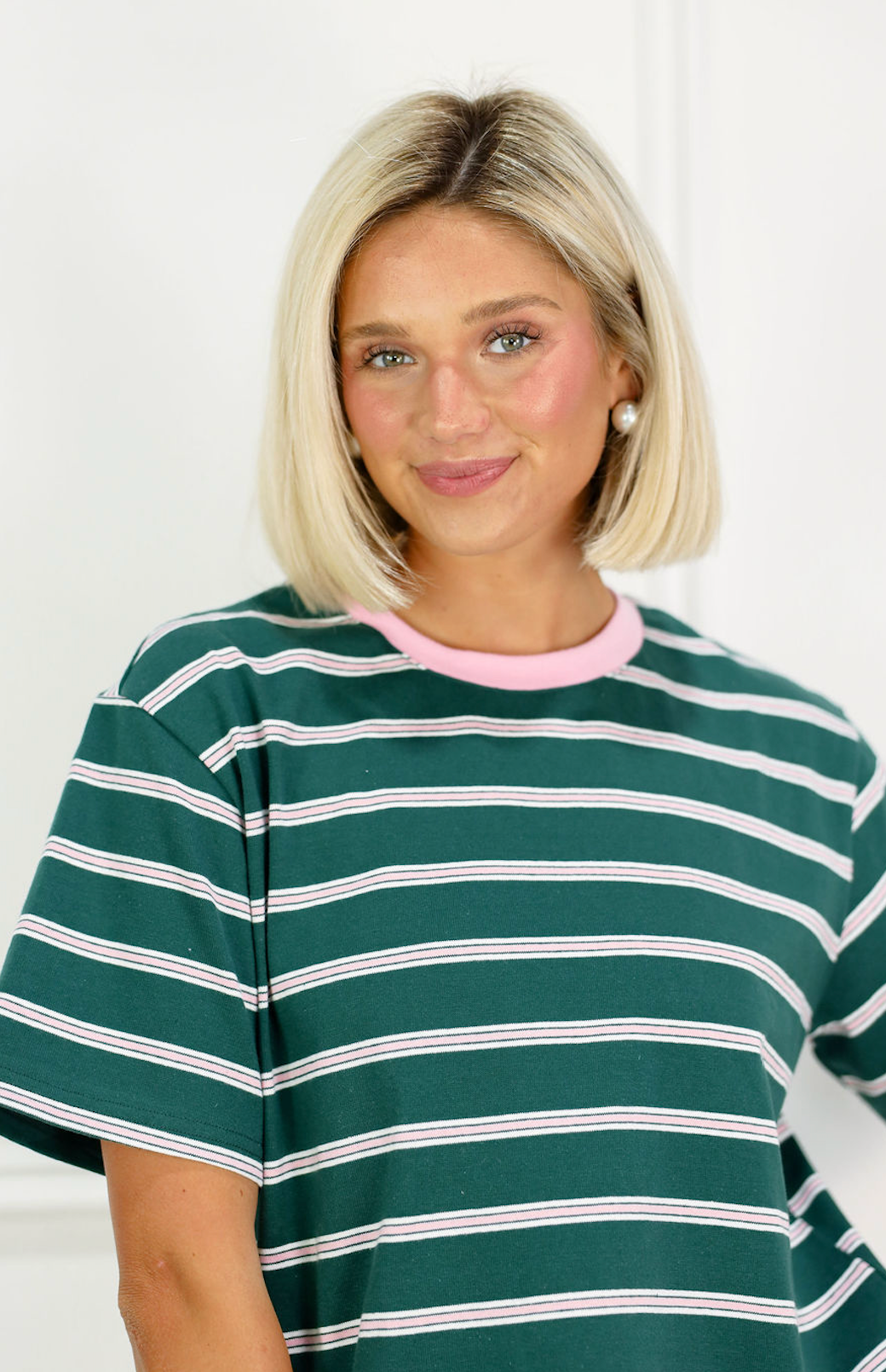 Striped Boxy T-shirt Green/Pink