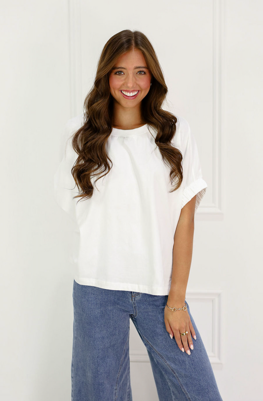 Oversized Cuff Top White