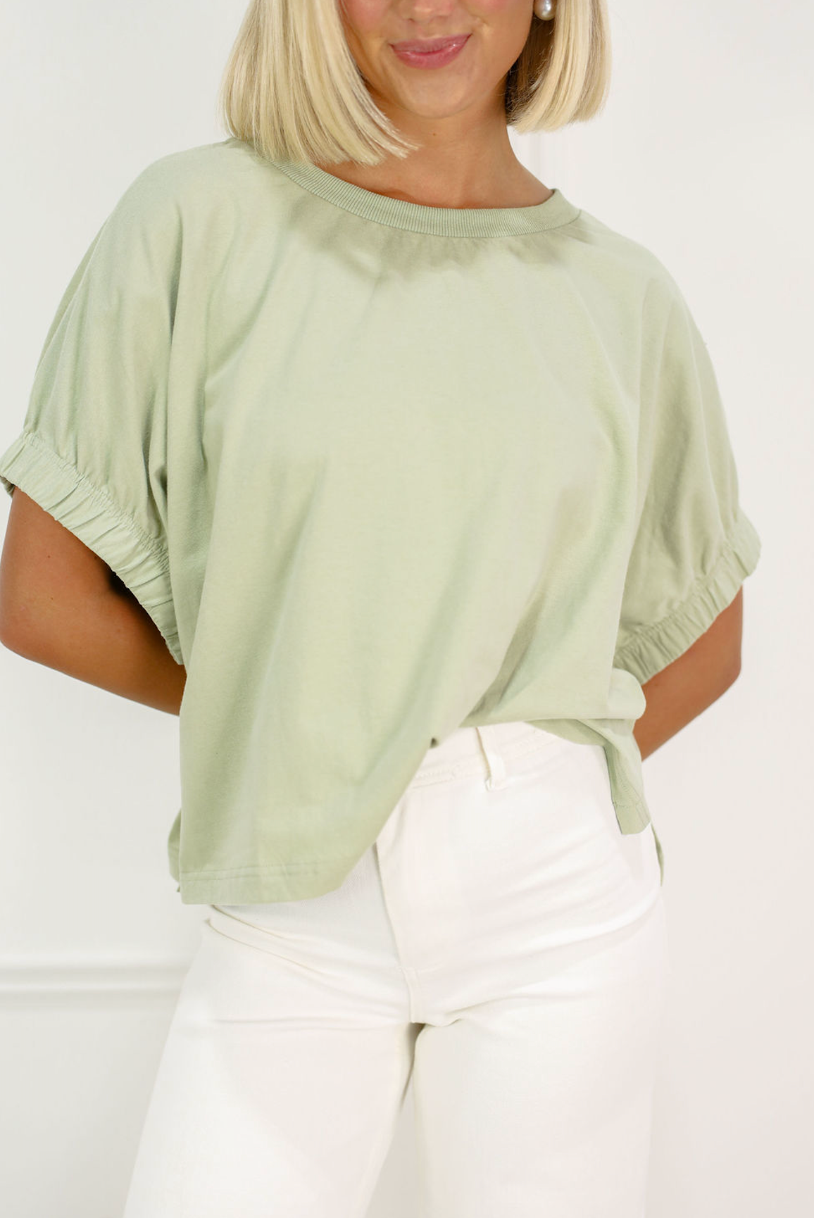 Oversized Cuff Top Sage