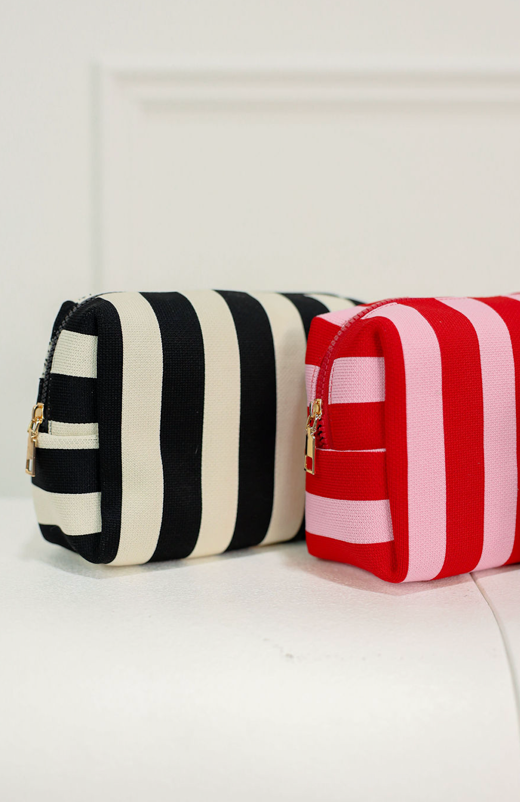 Stripe Cosmetic Pouch Black/White