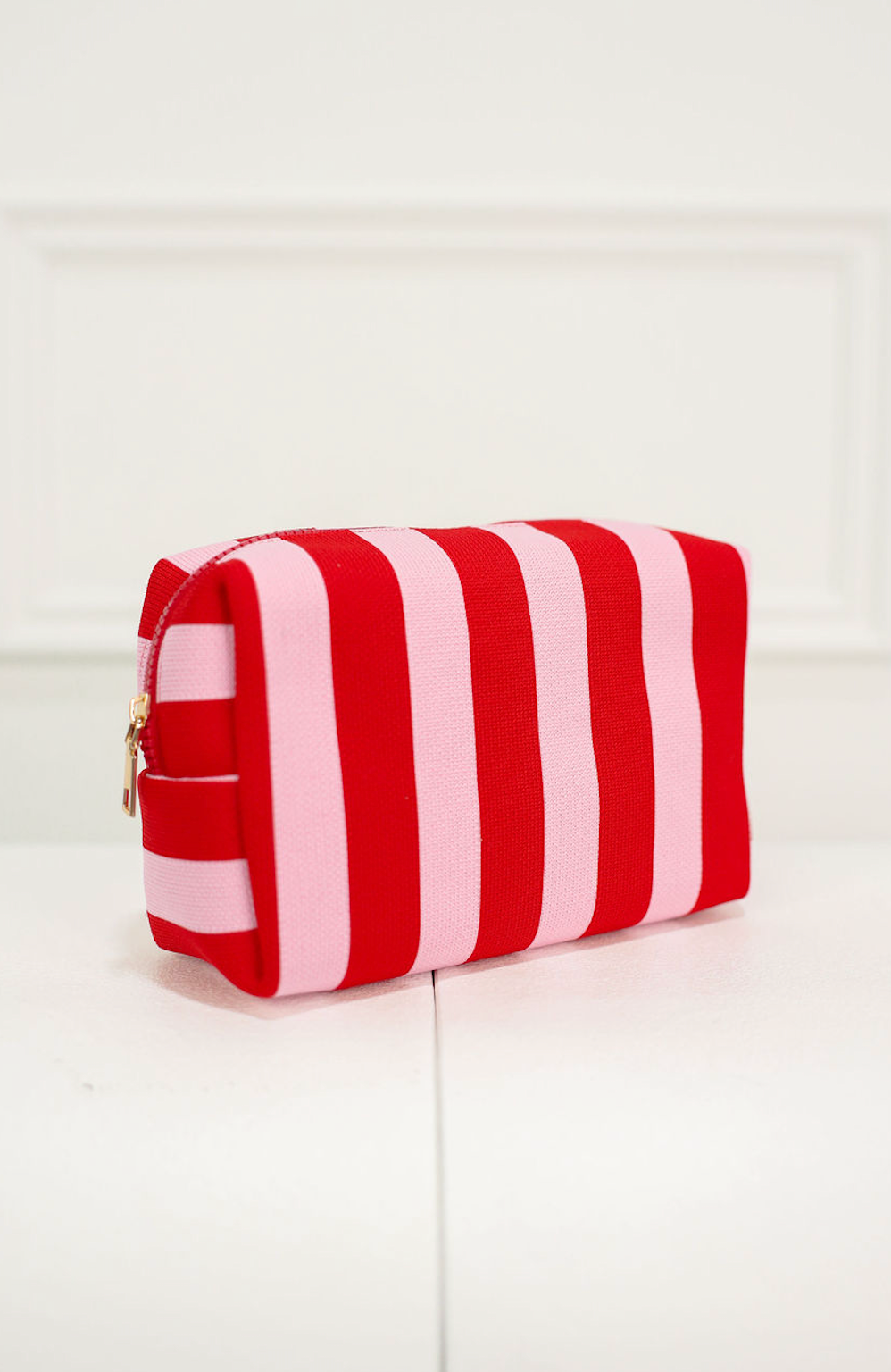 Stripe Cosmetic Pouch Red/Pink