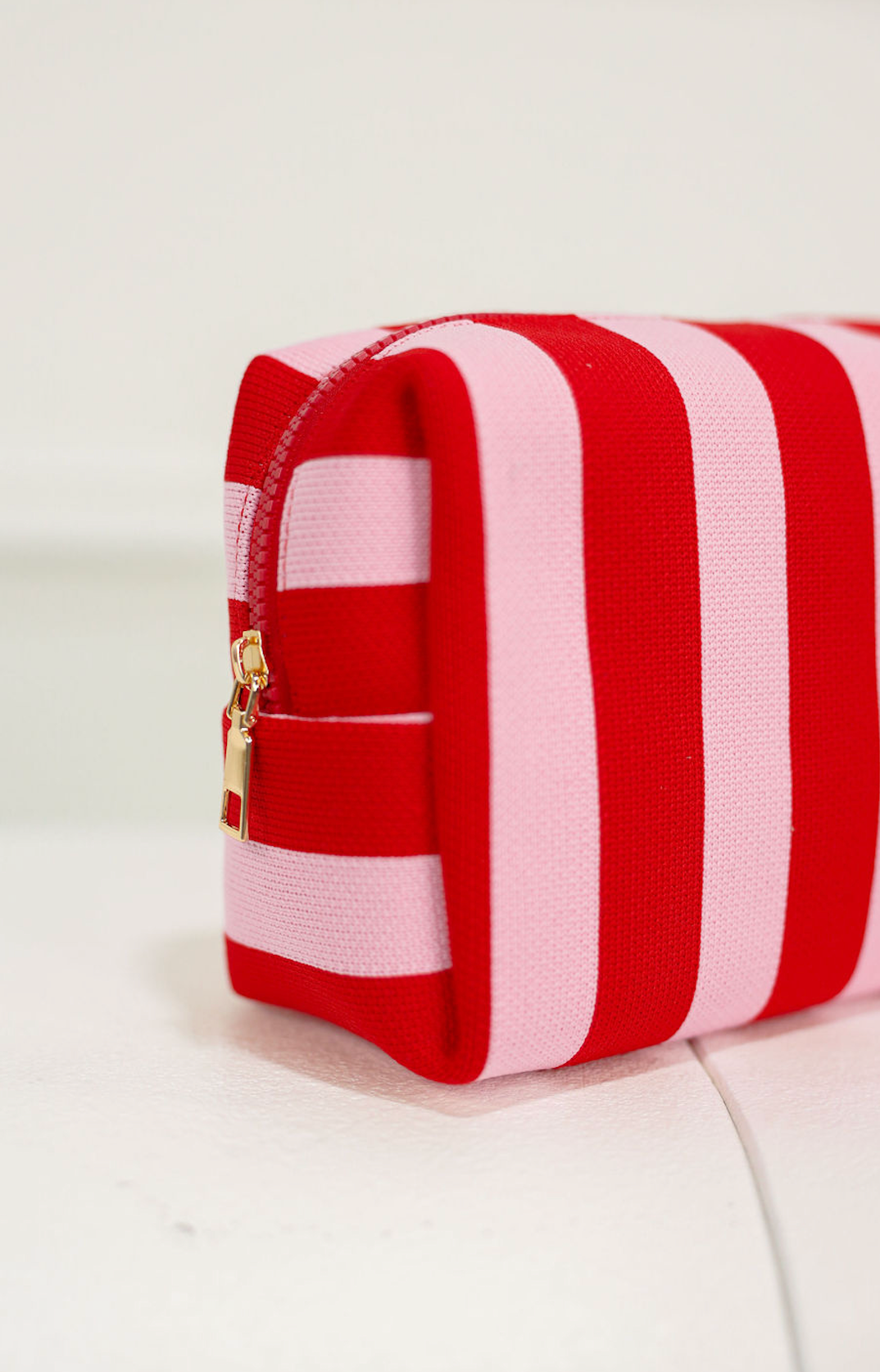 Stripe Cosmetic Pouch Red/Pink