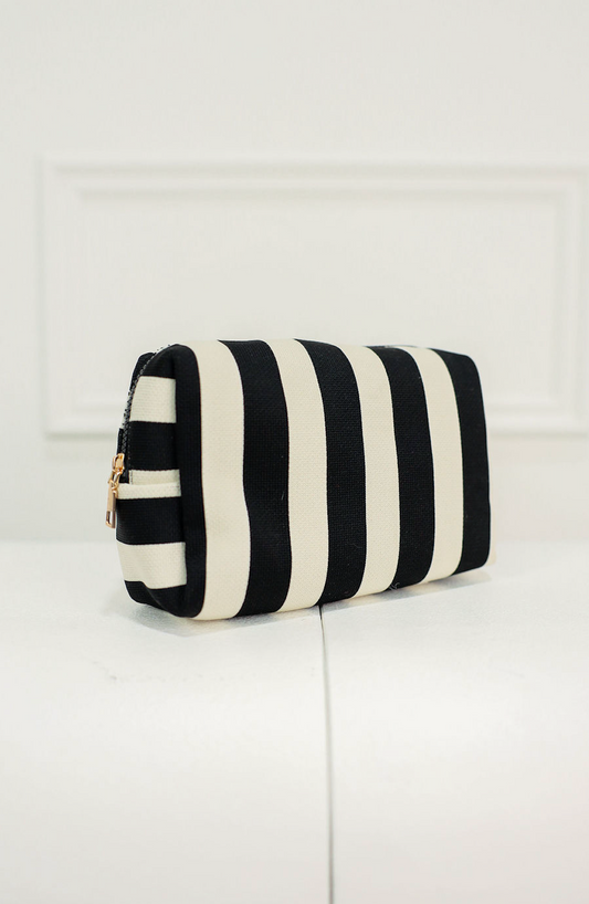 Stripe Cosmetic Pouch Black/White