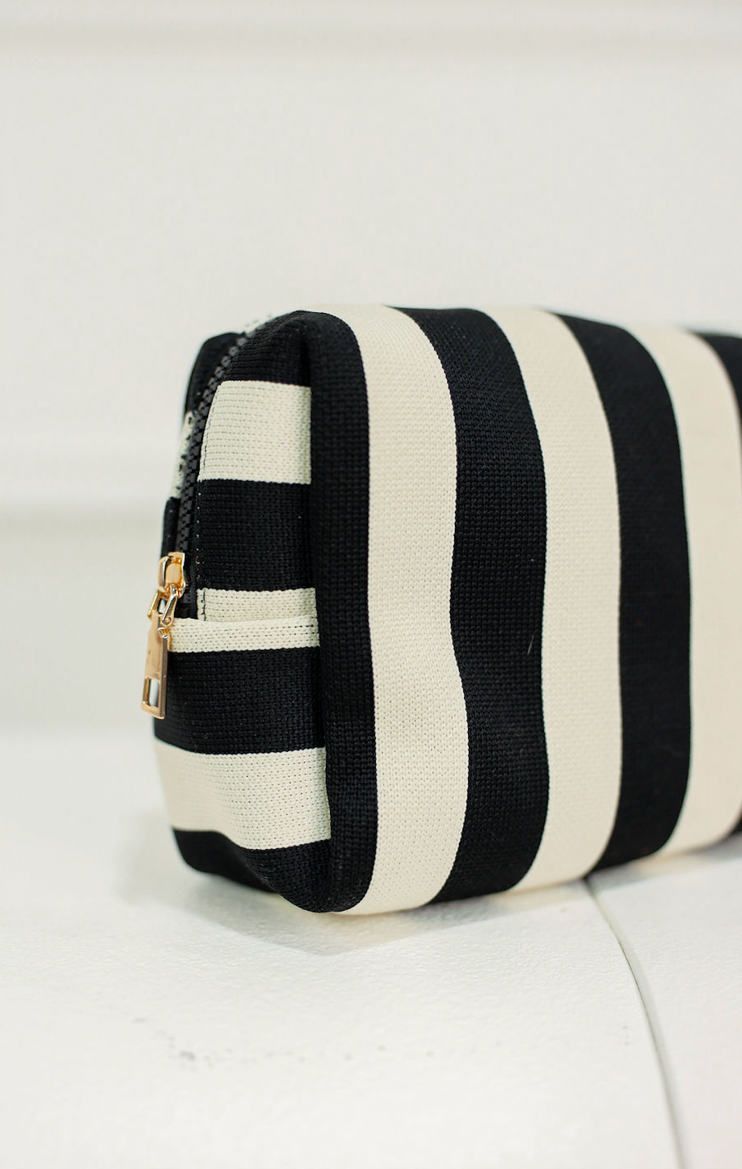 Stripe Cosmetic Pouch Black/White
