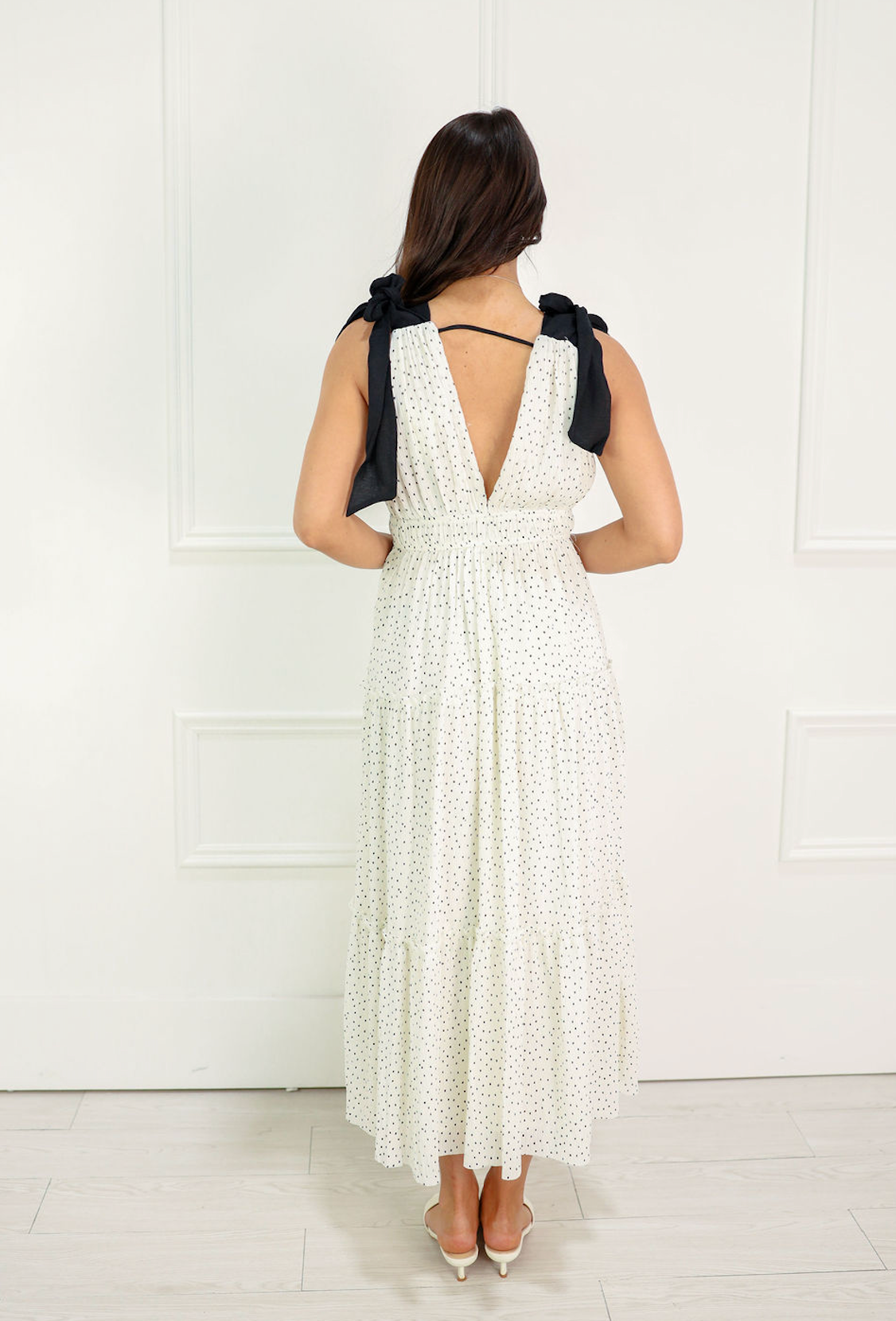 Polka Dot Chiffon Maxi Dress