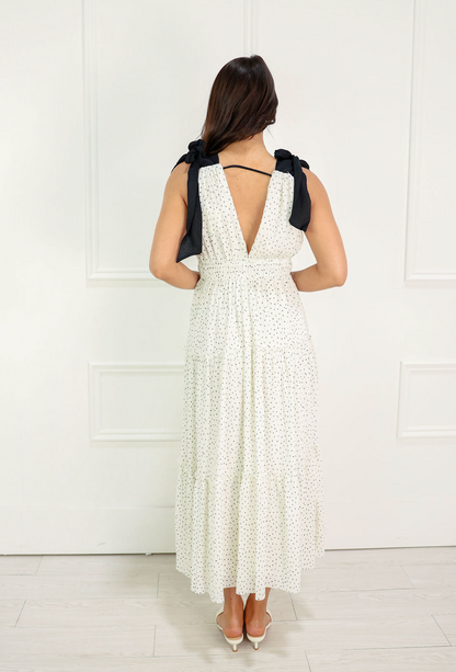 Polka Dot Chiffon Maxi Dress