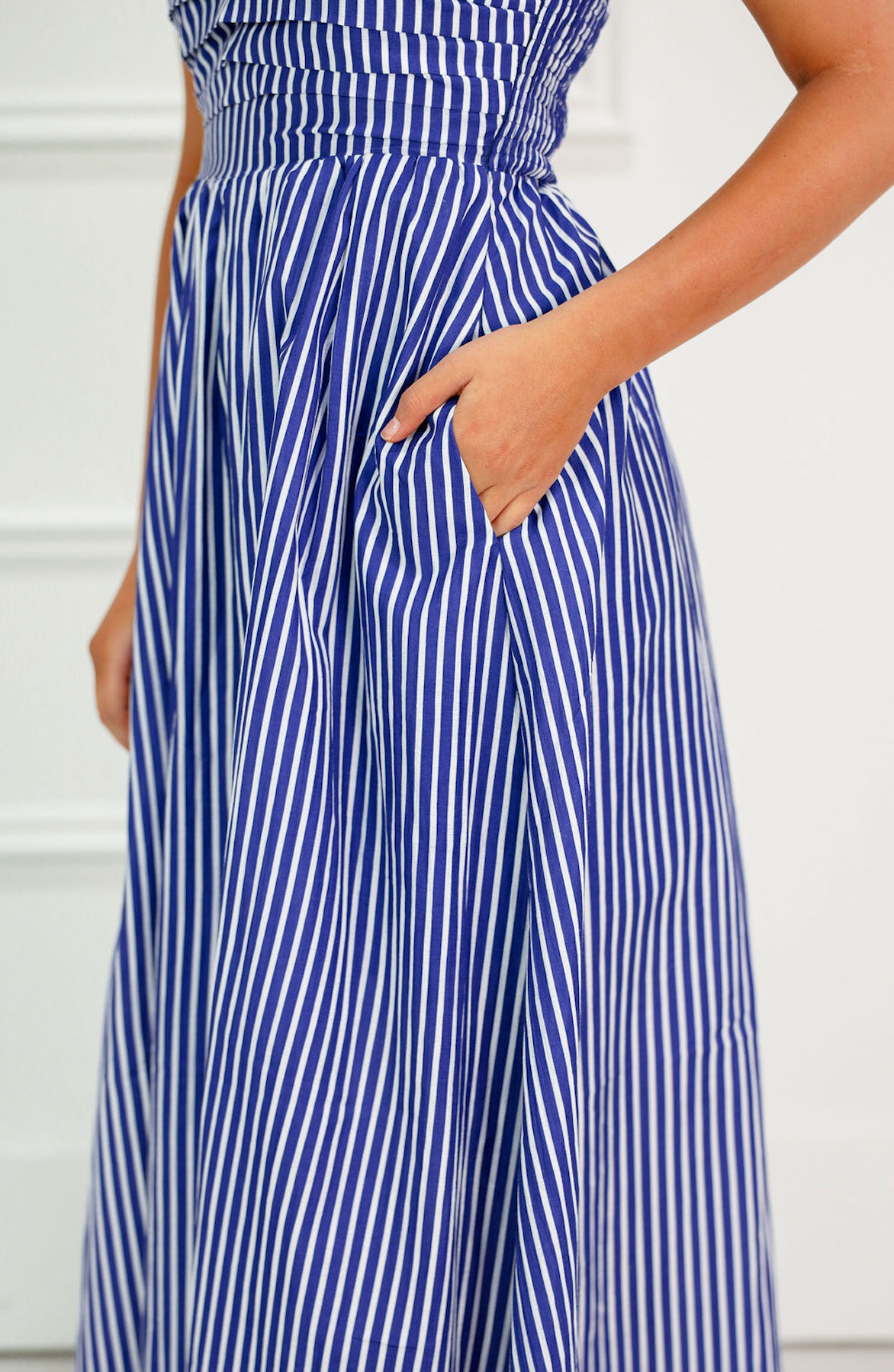 Striped Tube Top Midi Dress Royal