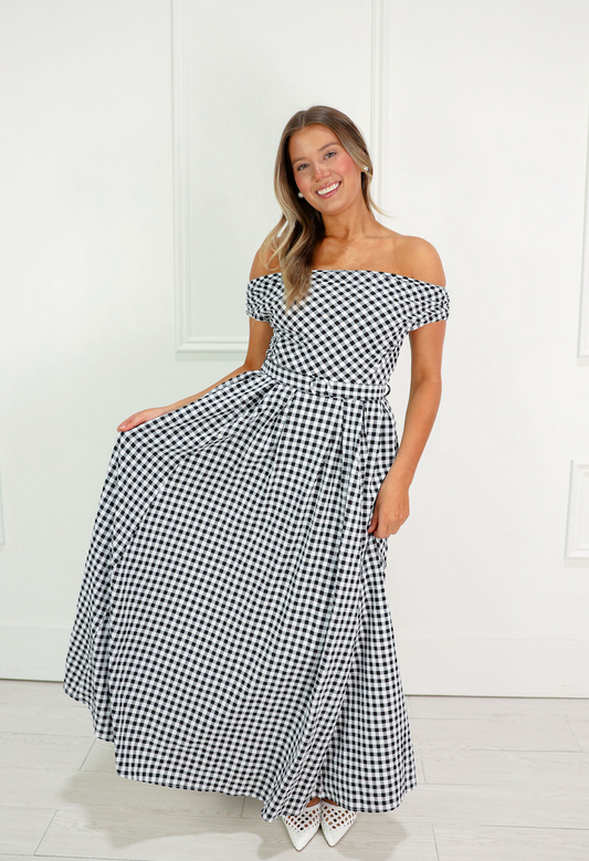 Gingham Belted Midi Dress