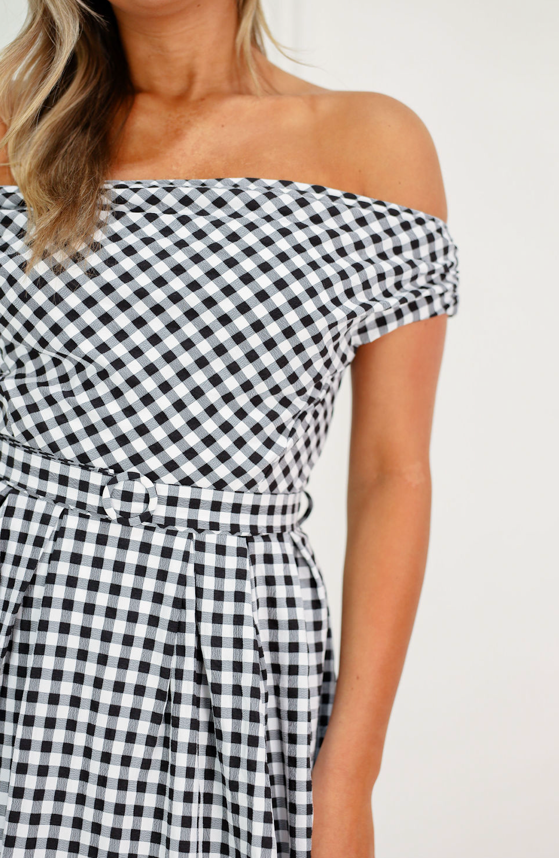 Gingham Belted Midi Dress