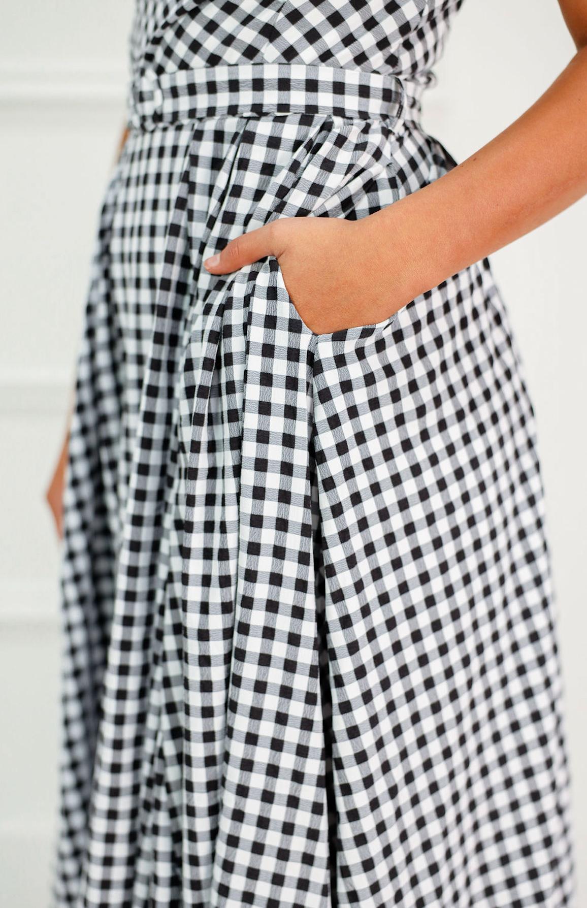 Gingham Belted Midi Dress