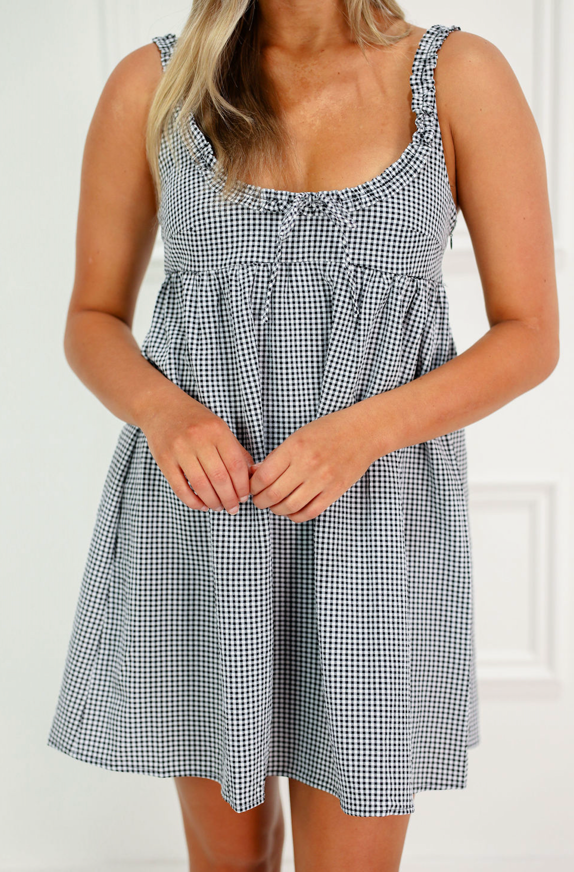 Babydoll Check Dress Black